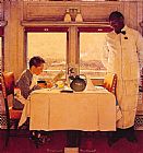 Norman Rockwell Boy in a Dining Car painting